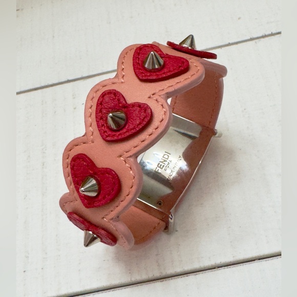Fendi Pink Studded Heart Bracelet - Picture 1 of 9